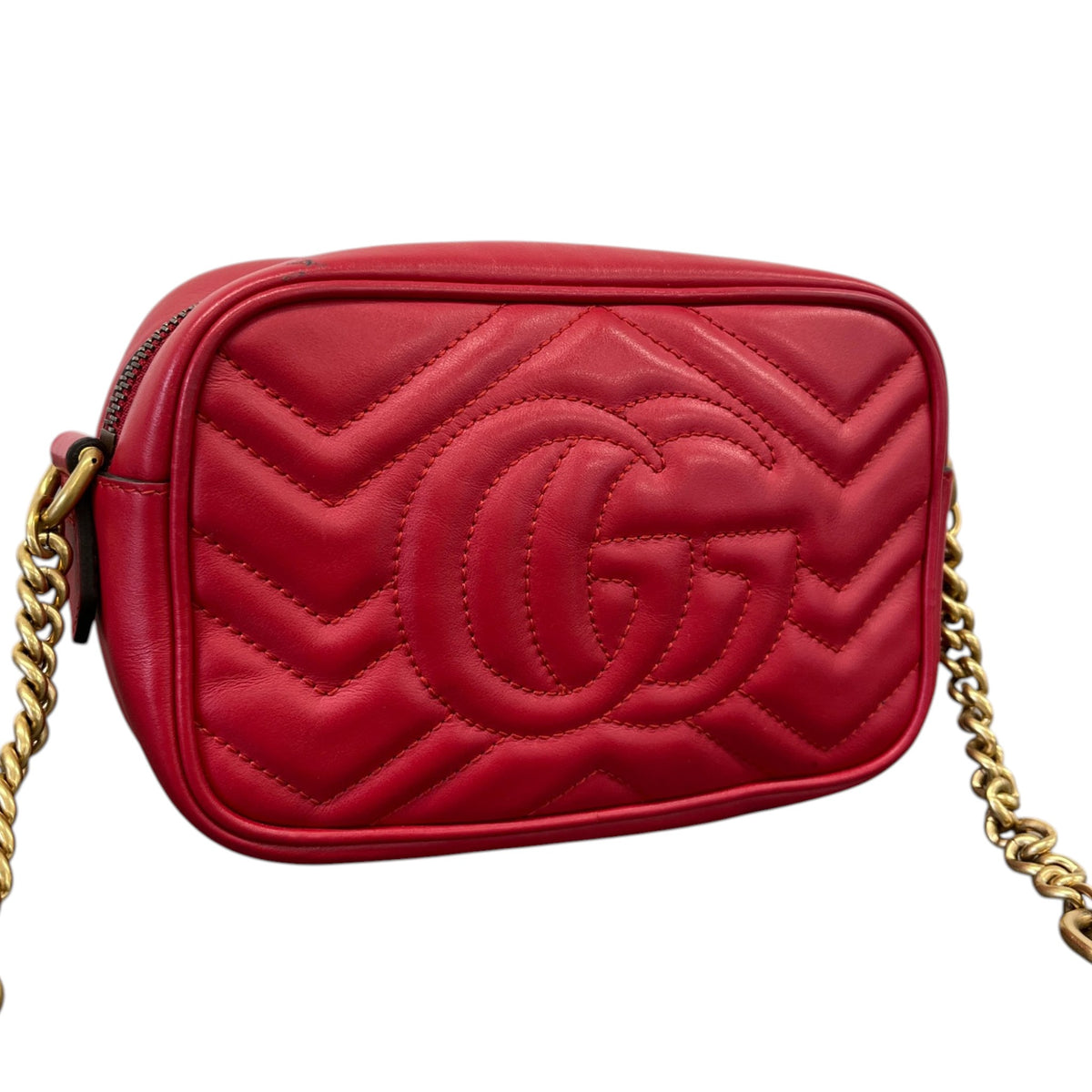 Women's Small GG Marmont Matelassé Crossbody Bag Red - Photo 8