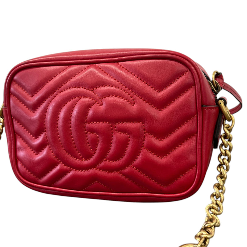 Women's Small GG Marmont Matelassé Crossbody Bag Red
