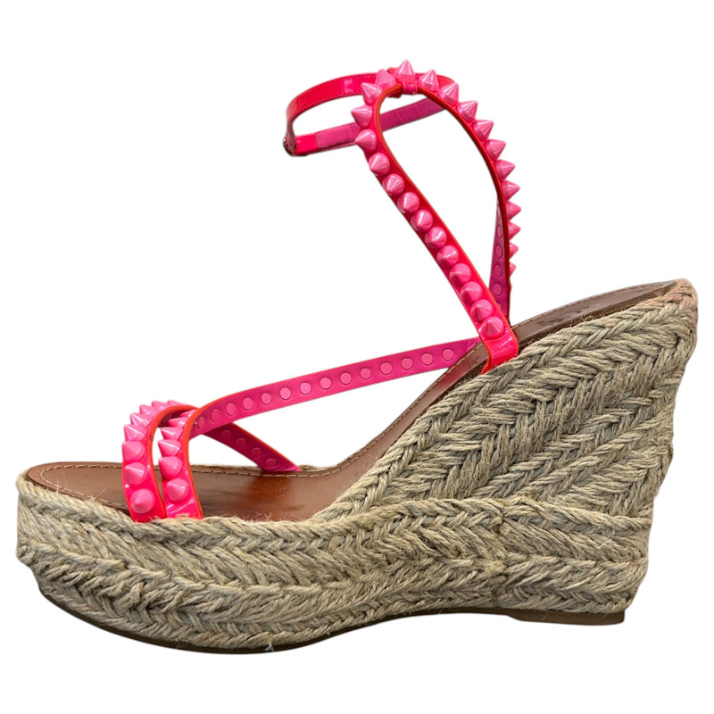 Women's Mafaldina Zeppa 120 Patent Leather Spiked Wedge Heels Pink Size UK 7 / EU 40