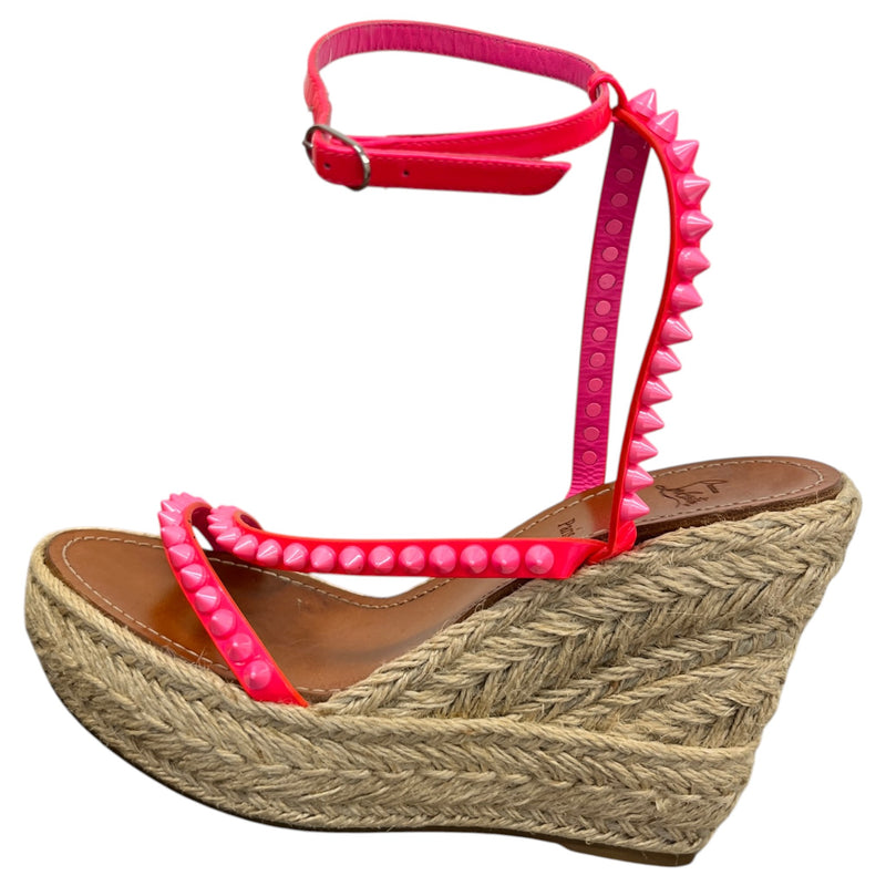 Women's Mafaldina Zeppa 120 Patent Leather Spiked Wedge Heels Pink Size UK 7 / EU 40