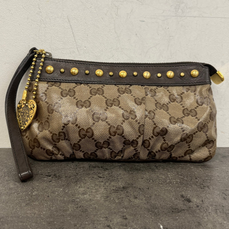 Women's GG Crystal Canvas Clutch Brown