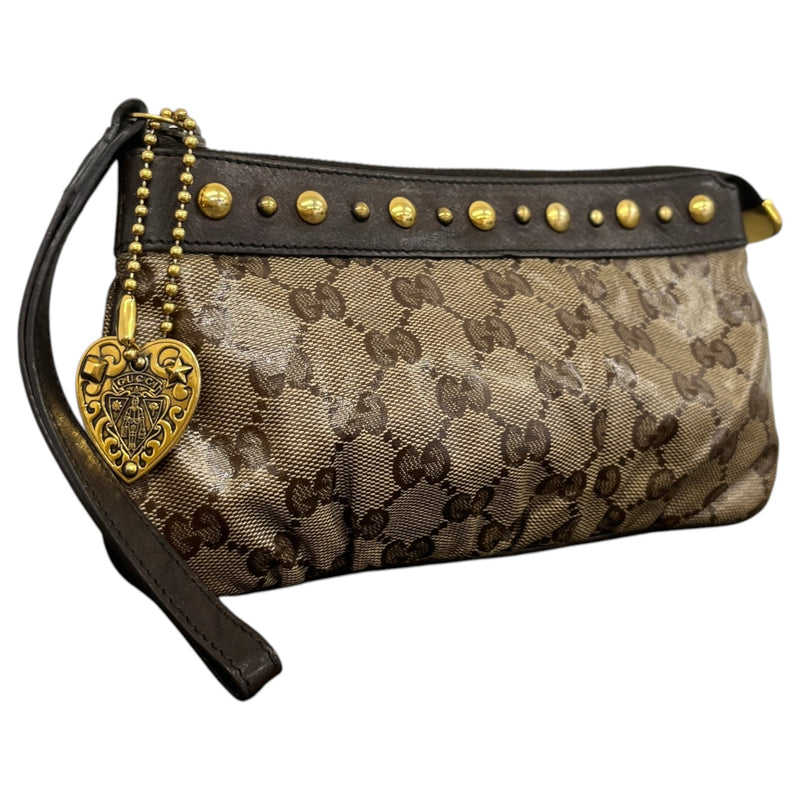 Women's GG Crystal Canvas Clutch Brown