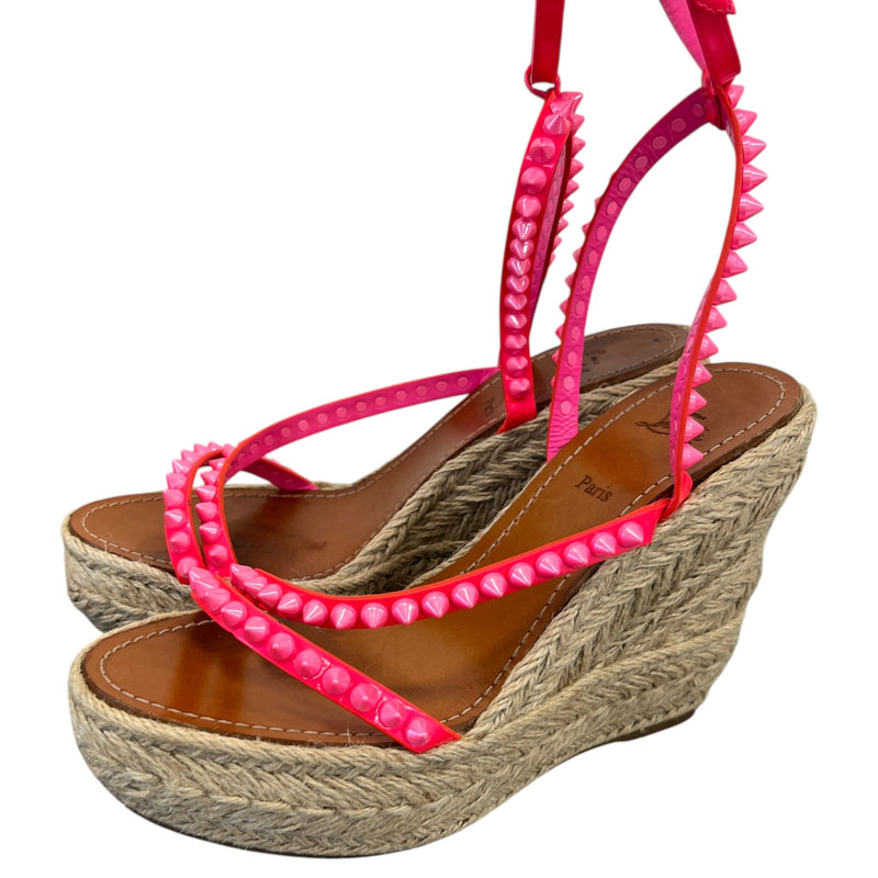 Women's Mafaldina Zeppa 120 Patent Leather Spiked Wedge Heels Pink Size UK 7 / EU 40