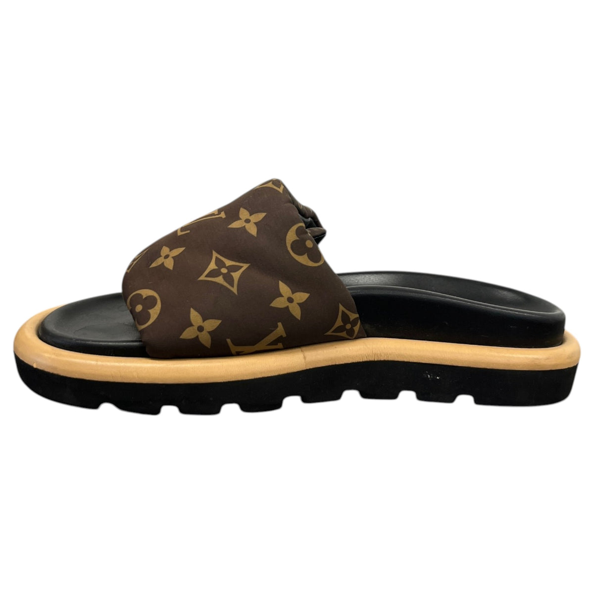 Women's Monogram Nylon Pool Pillow Slides Brown Size UK 4 / EU 37 - Photo 2