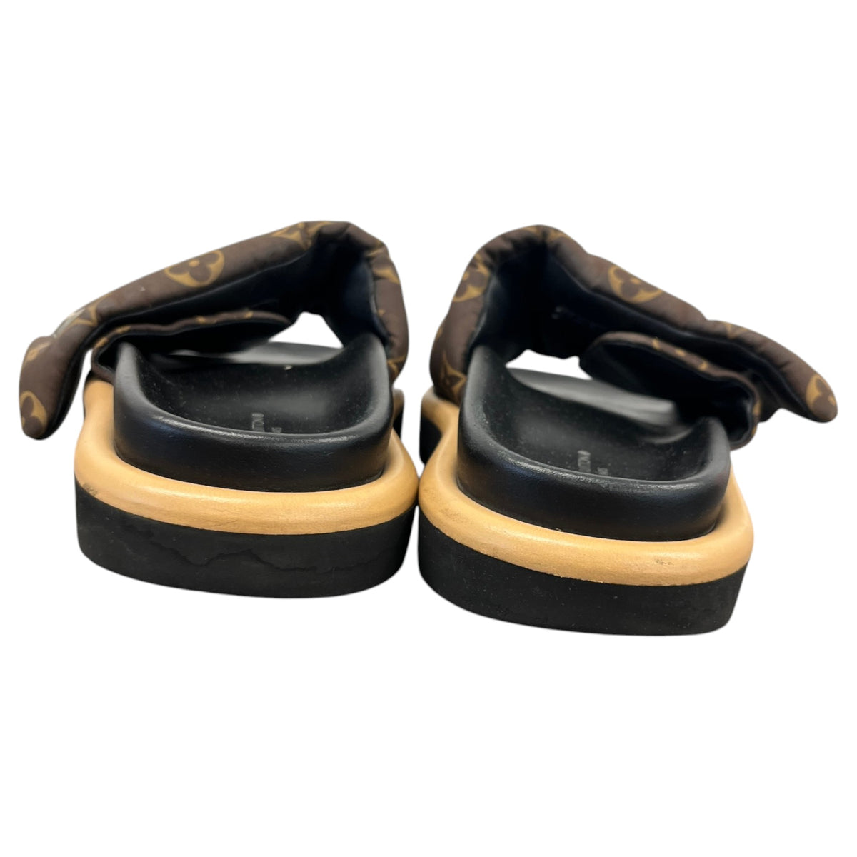 Women's Monogram Nylon Pool Pillow Slides Brown Size UK 4 / EU 37 - Photo 7