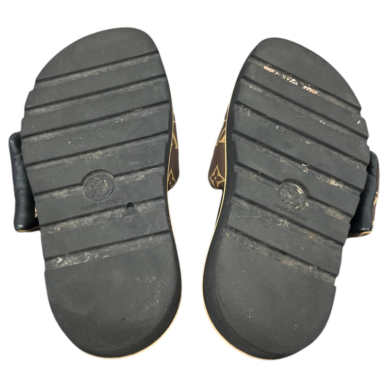 Women's Monogram Nylon Pool Pillow Slides Brown Size UK 4 / EU 37