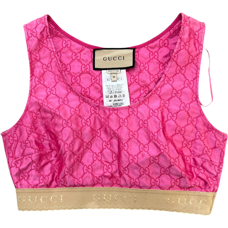 Women's GG Supreme Cropped T-Shirt Pink Size XXS / UK 4