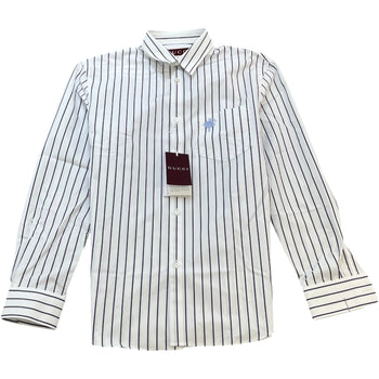 Gucci Men's Striped Rose Embroidery Long Sleeve Shirt White Size M