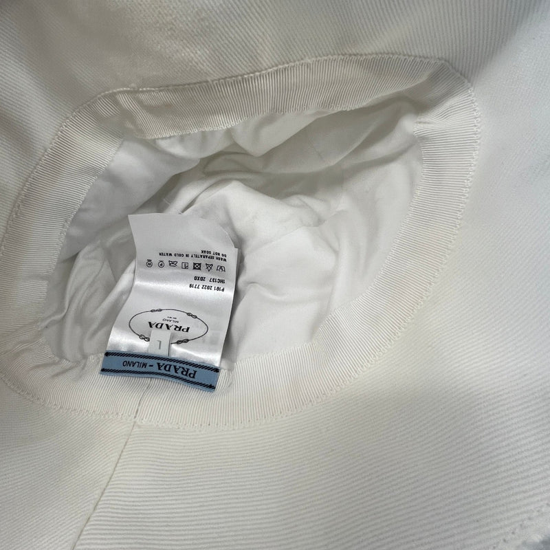 Women's Embroidered Logo Terrycloth Bucket Hat White Size L