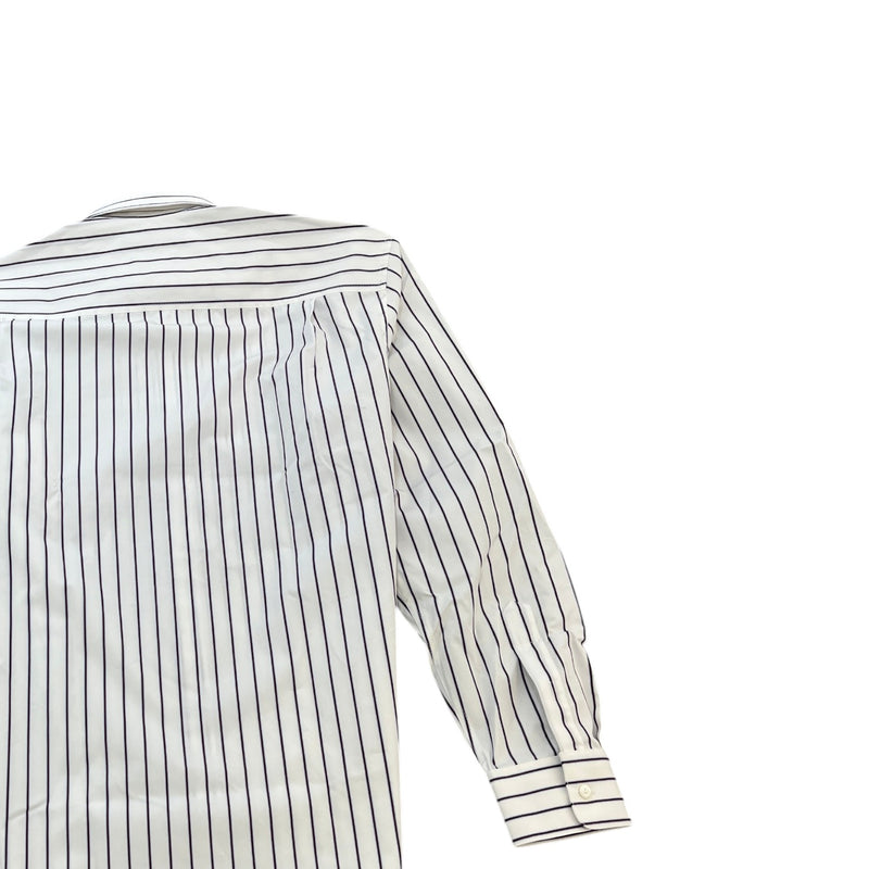 Gucci Men's Striped Rose Embroidery Long Sleeve Shirt White Size M