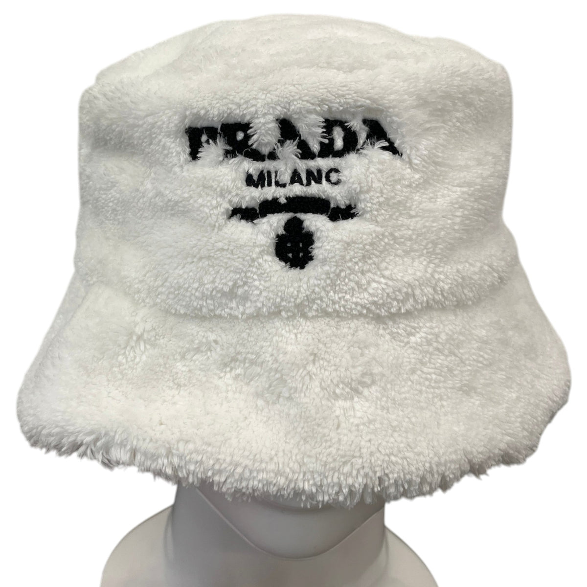 Women's Embroidered Logo Terrycloth Bucket Hat White Size L - Photo 1
