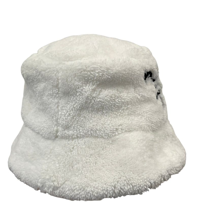 Women's Embroidered Logo Terrycloth Bucket Hat White Size L