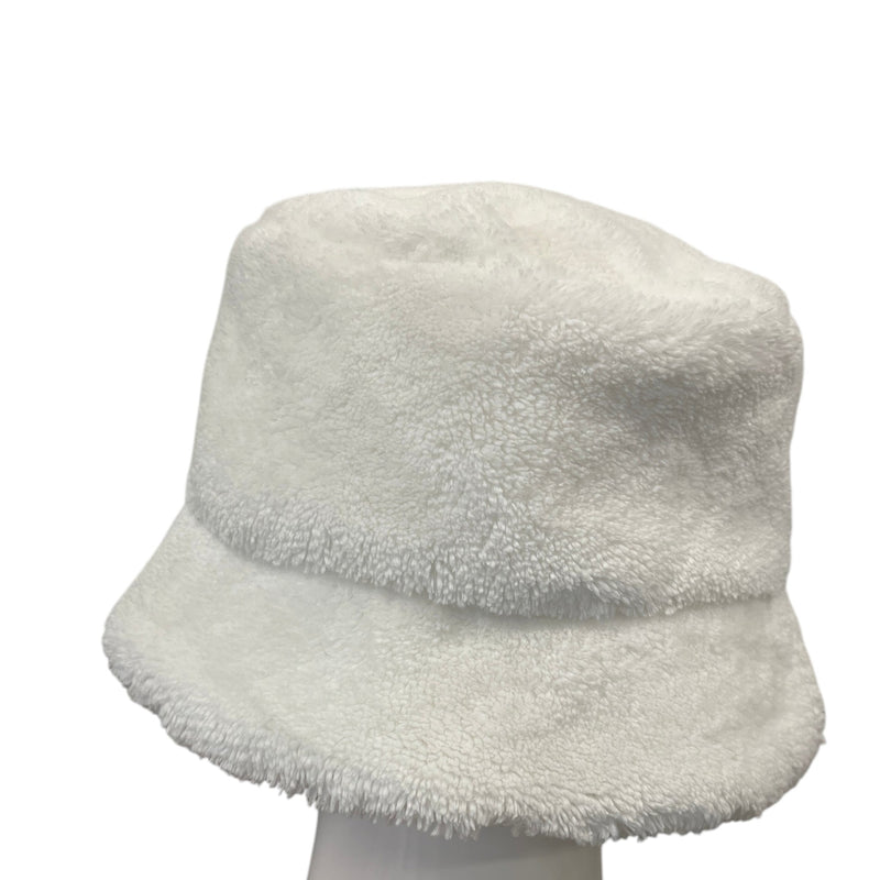Women's Embroidered Logo Terrycloth Bucket Hat White Size L