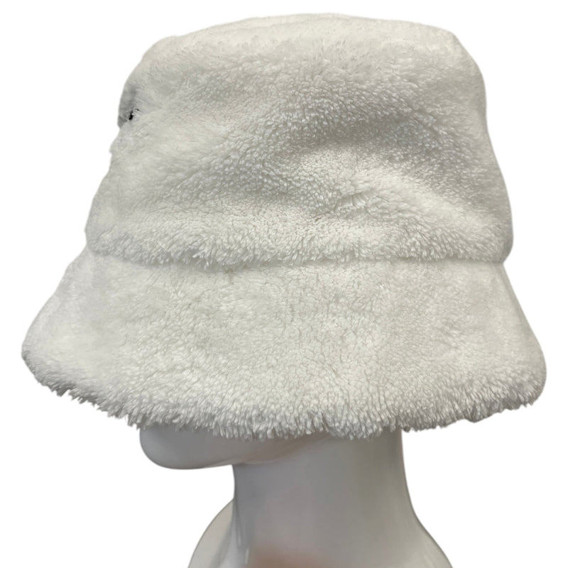 Women's Embroidered Logo Terrycloth Bucket Hat White Size L