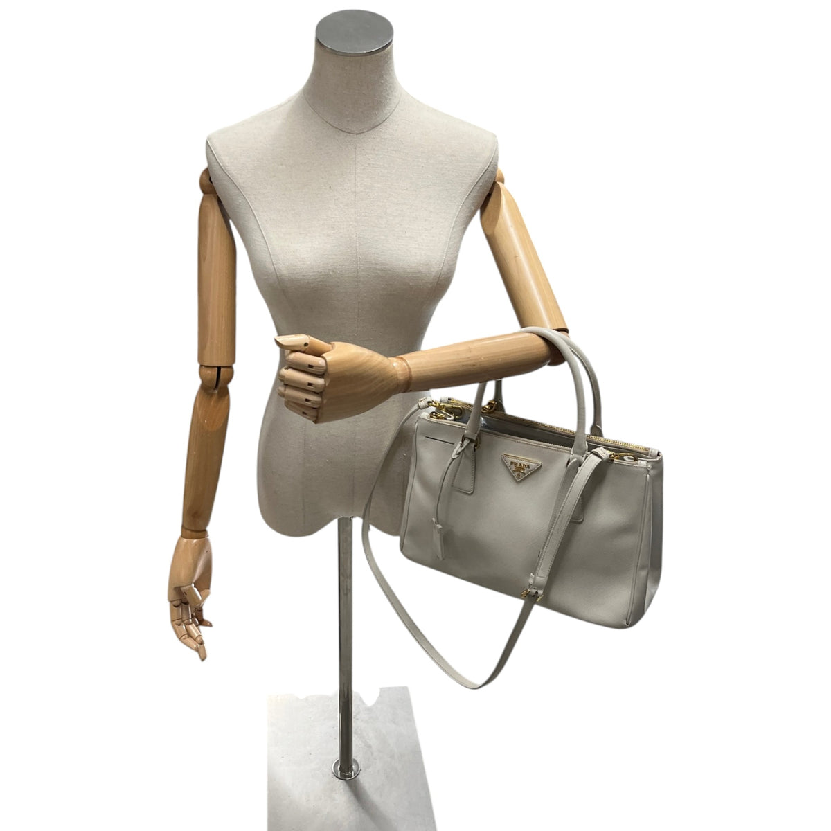Women's Double Medium Saffiano Galleria Handbag Cream - Photo 2