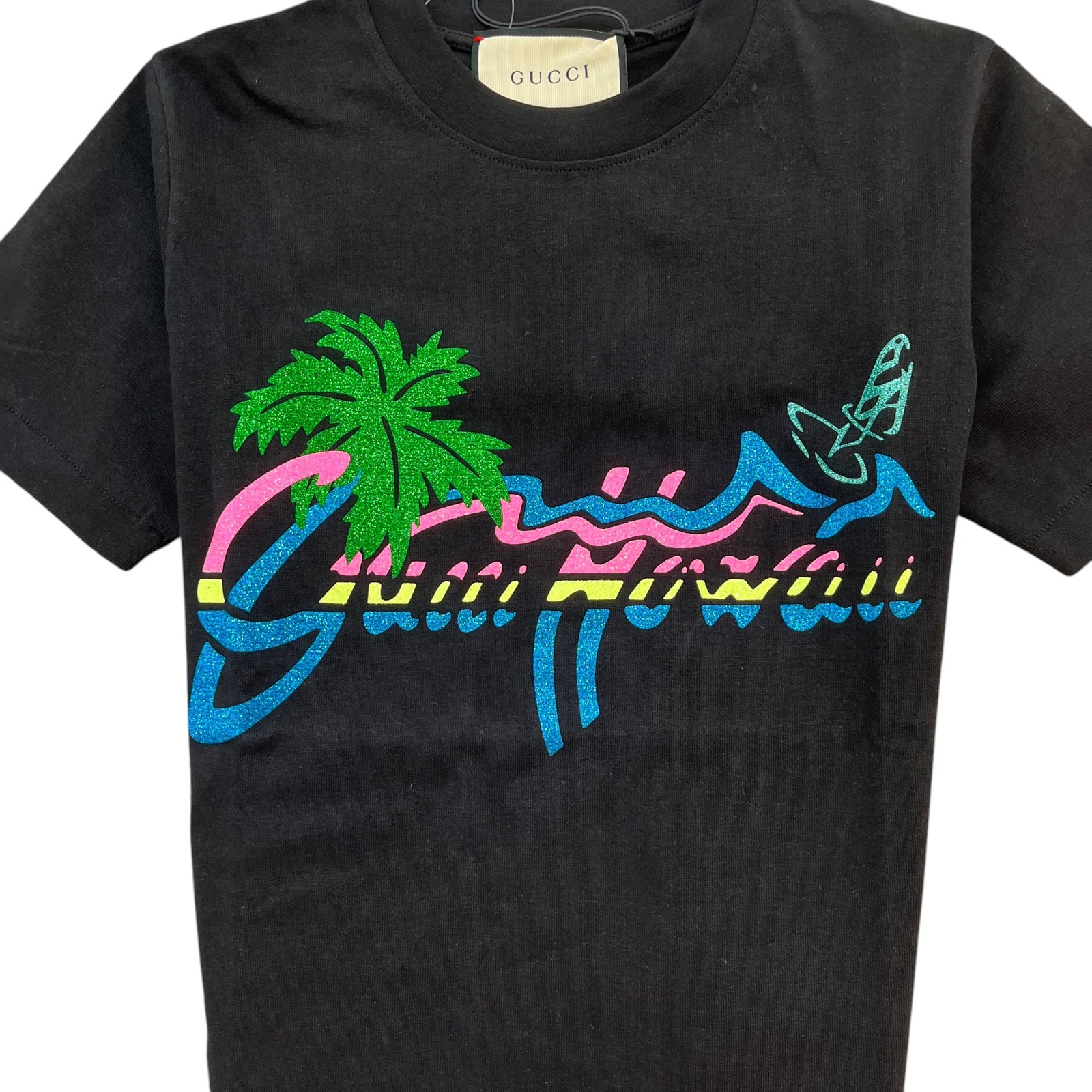 Gucci Women's Glitter Print T-Shirt Black Size 6 - Photo 6
