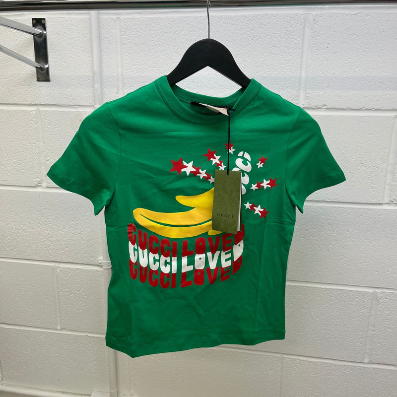 Gucci Women's Loved Print T-Shirt Green Size 6