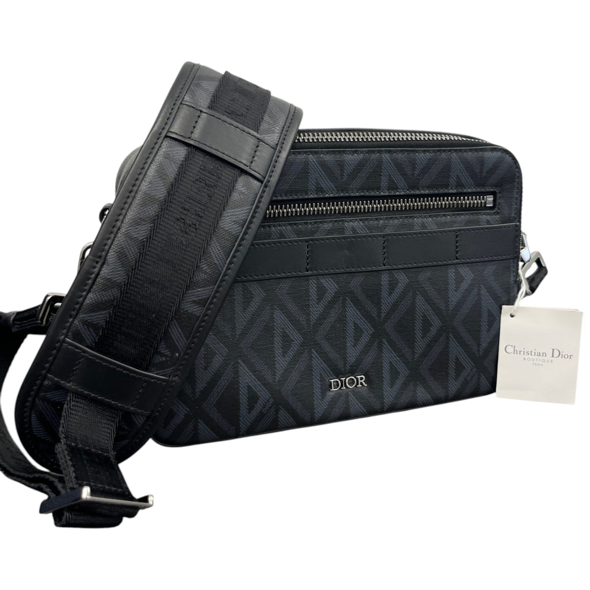 Men's CD Diamond Safari Messenger Bag Black - Photo 4