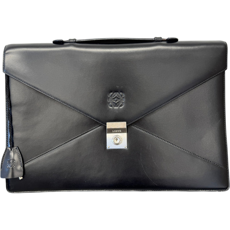 Men's Embossed Logo Briefcase Black