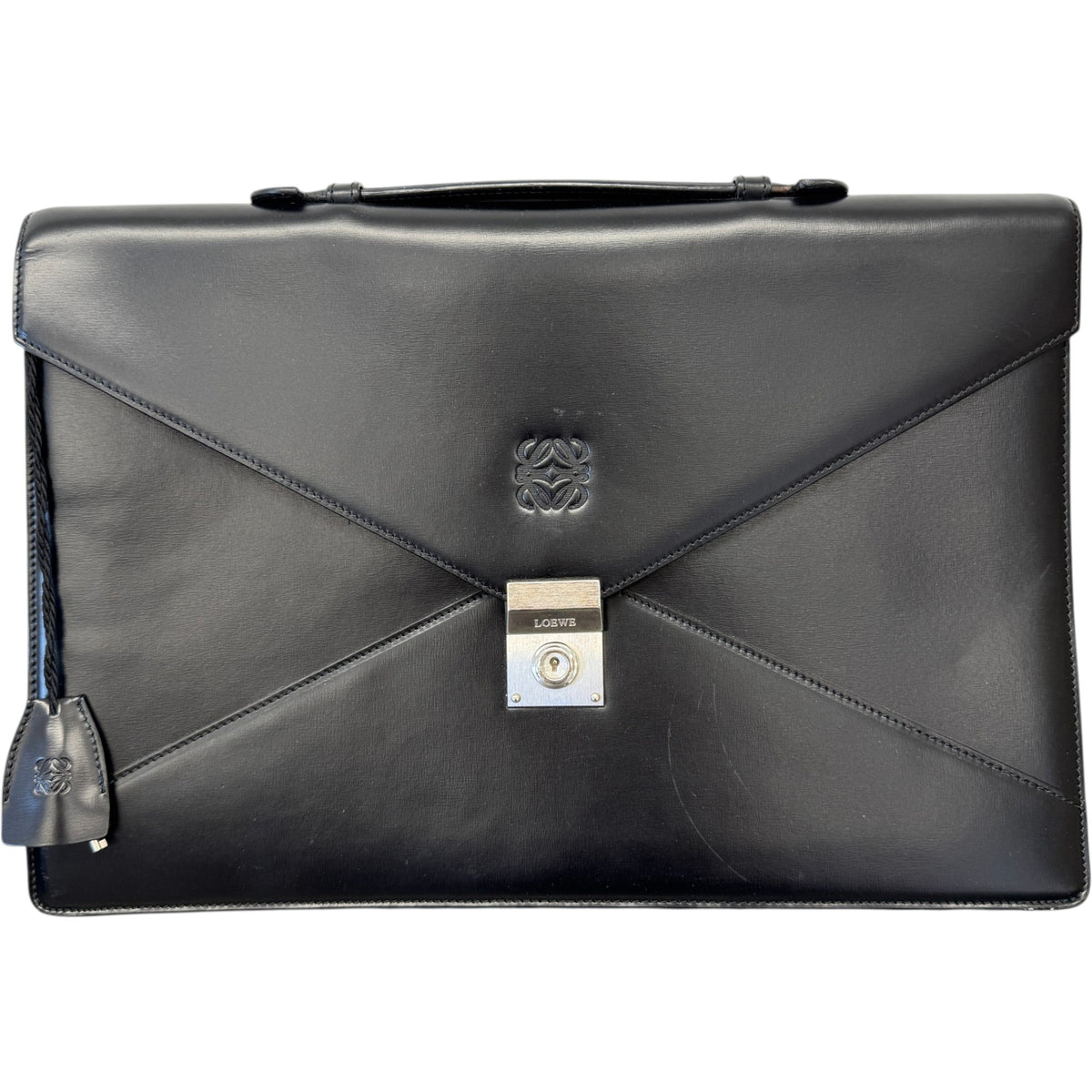 Men's Embossed Logo Briefcase Black - Photo 2