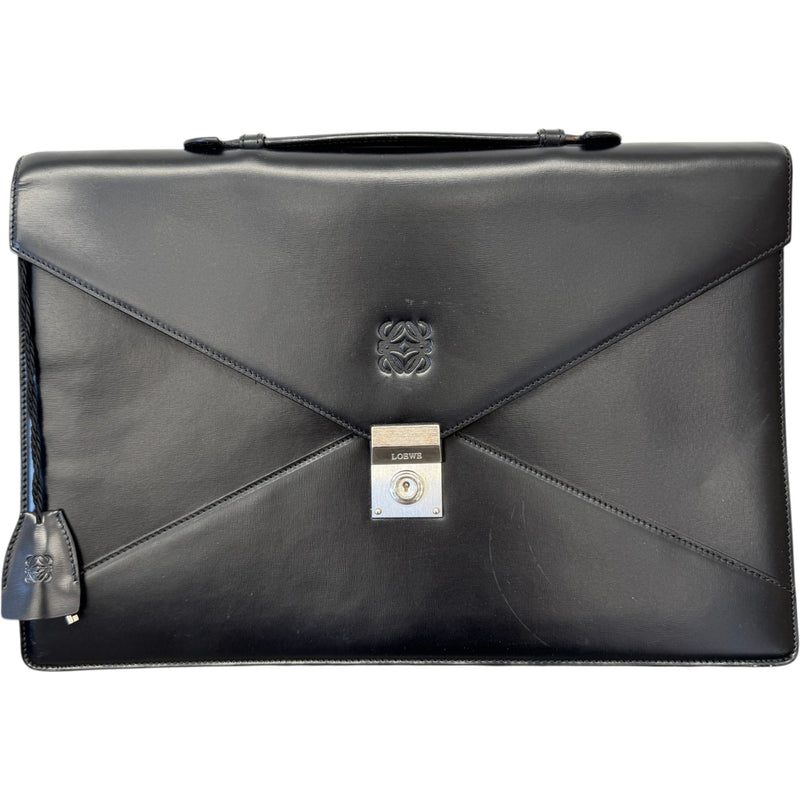 Men's Embossed Logo Briefcase Black