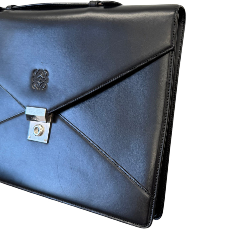 Men's Embossed Logo Briefcase Black