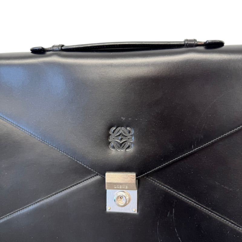 Men's Embossed Logo Briefcase Black