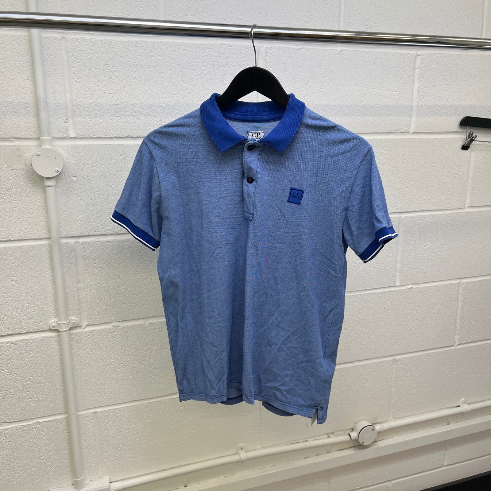 C.P. Company Men's Logo Patch Polo Shirt Blue Size S - Photo 8