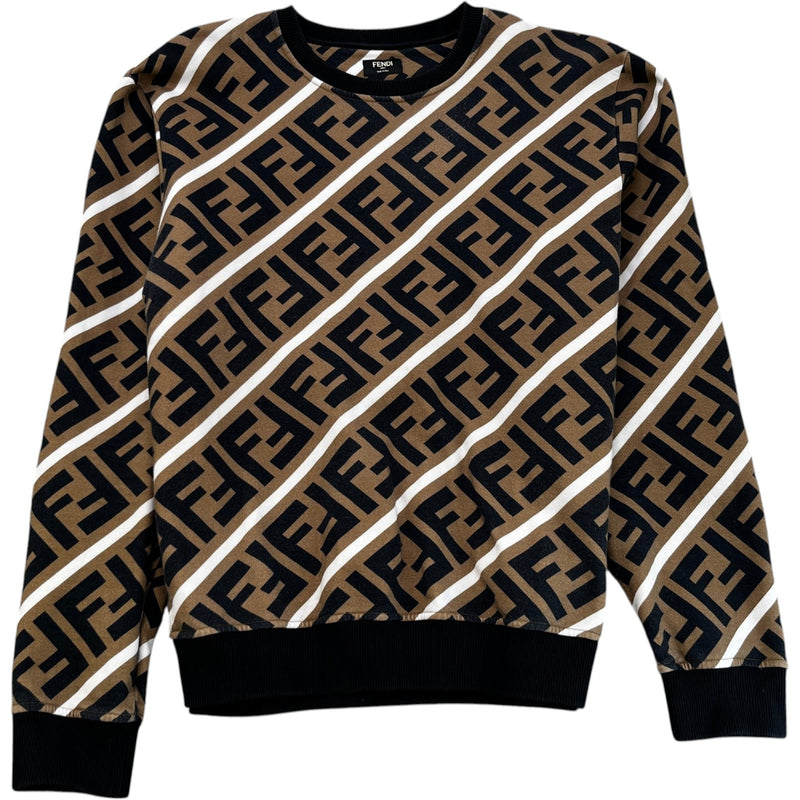 Men's Diagonal Ff Monogram Sweatshirt Beige Size XXL