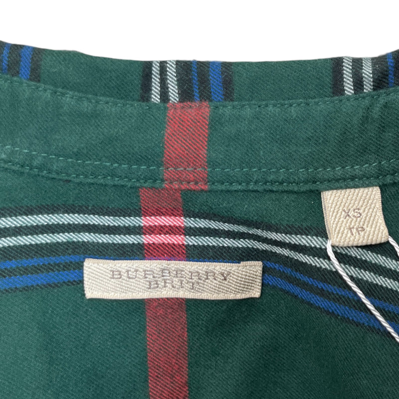 Men's Checkered Long Sleeve Shirt Green Size XS