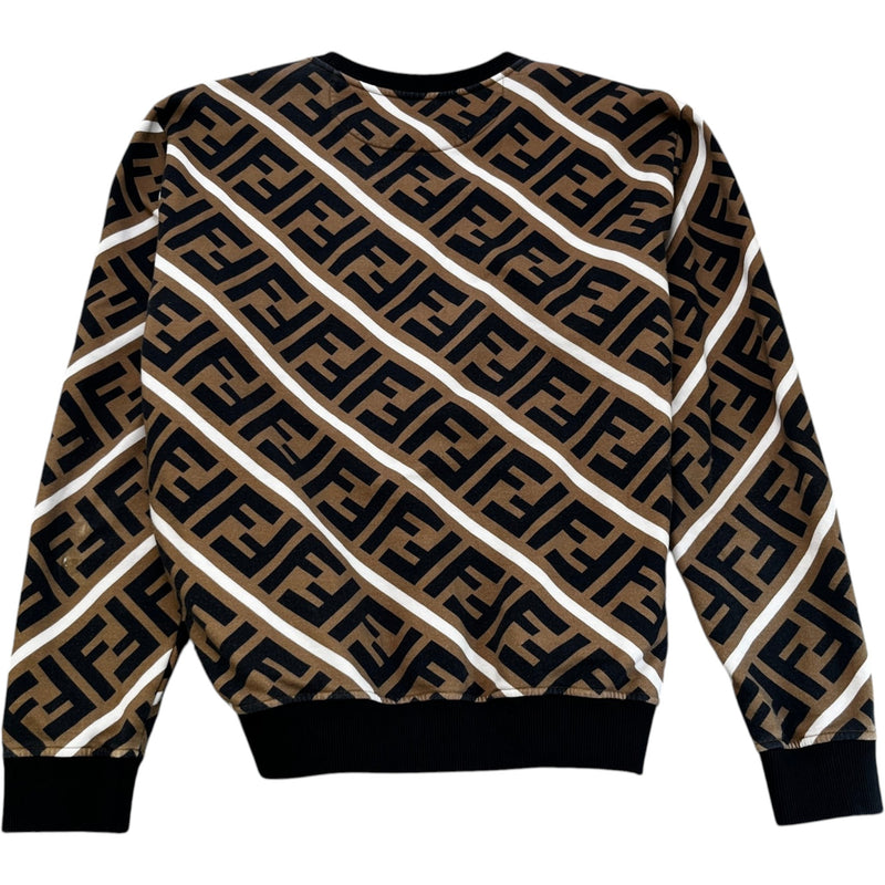 Men's Diagonal Ff Monogram Sweatshirt Beige Size XXL