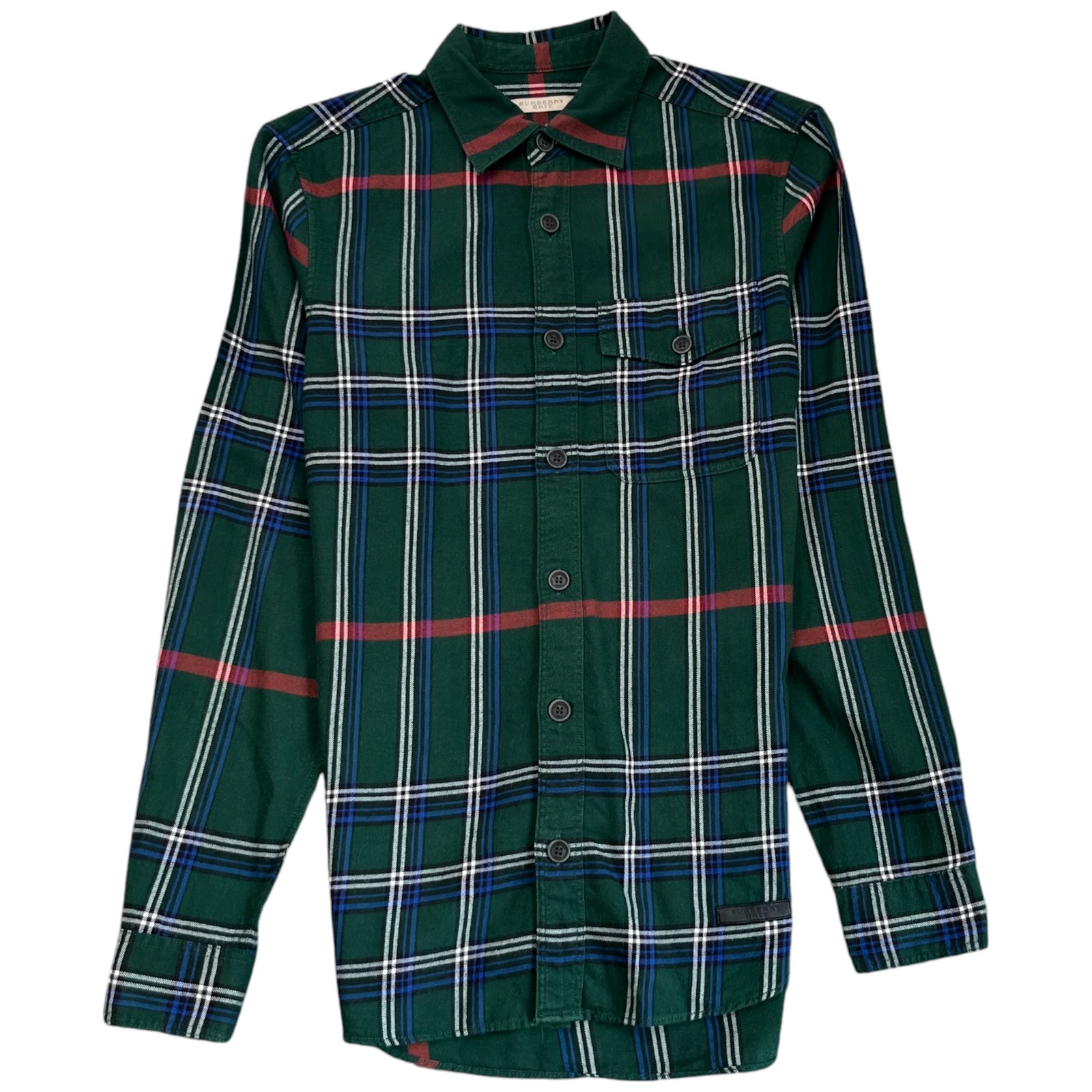 Men's Checkered Long Sleeve Shirt Green Size XS - Photo 1