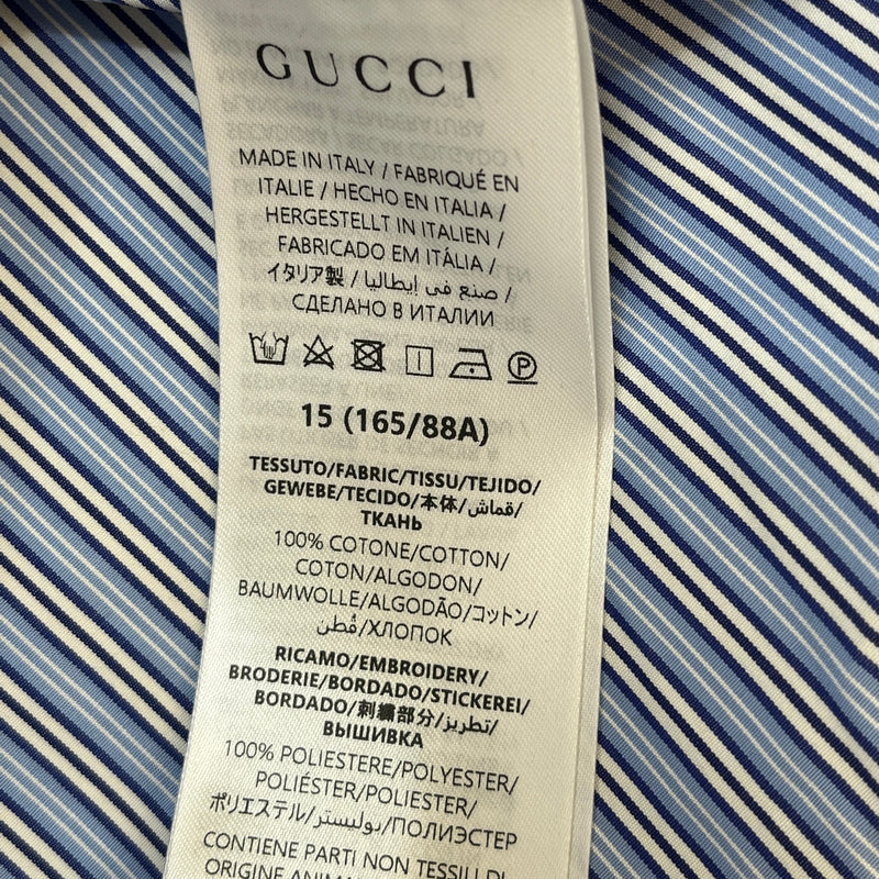 Gucci Men's Striped GG Long Sleeve Shirt Blue Size S