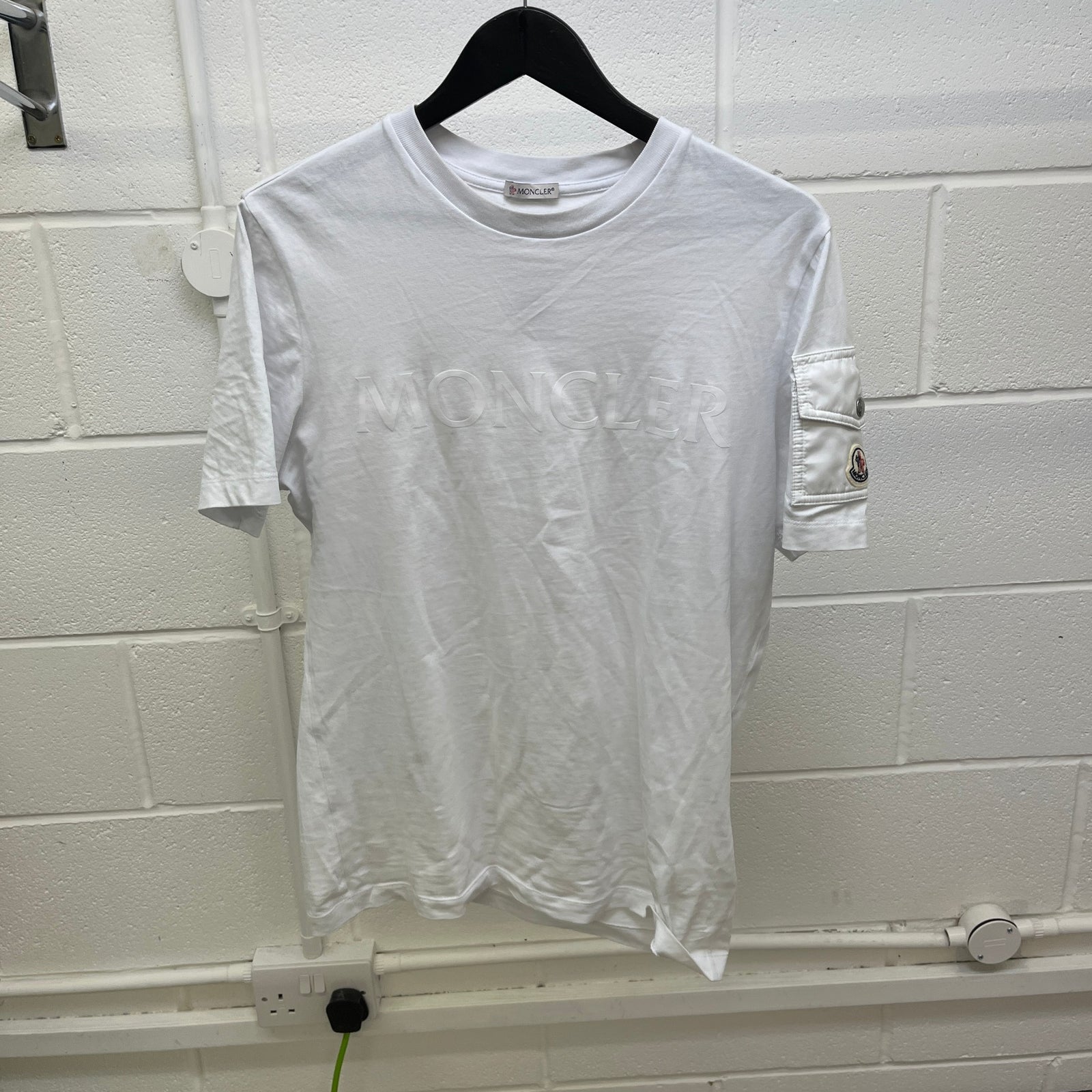 Moncler Men's Logo Print T-Shirt White Size L - Photo 8