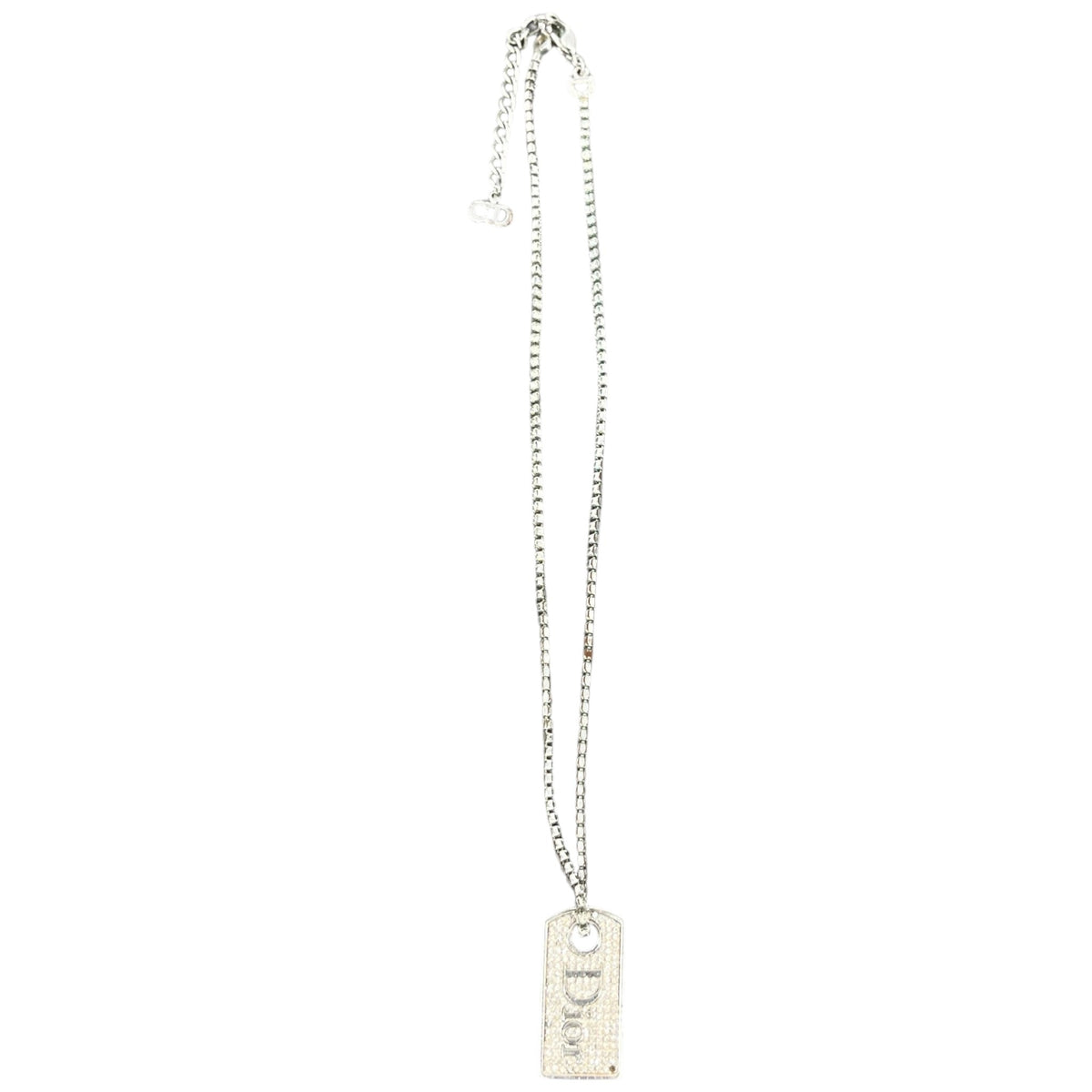 Women's Logo Crystal Dog Tag Necklace Silver - Photo 1