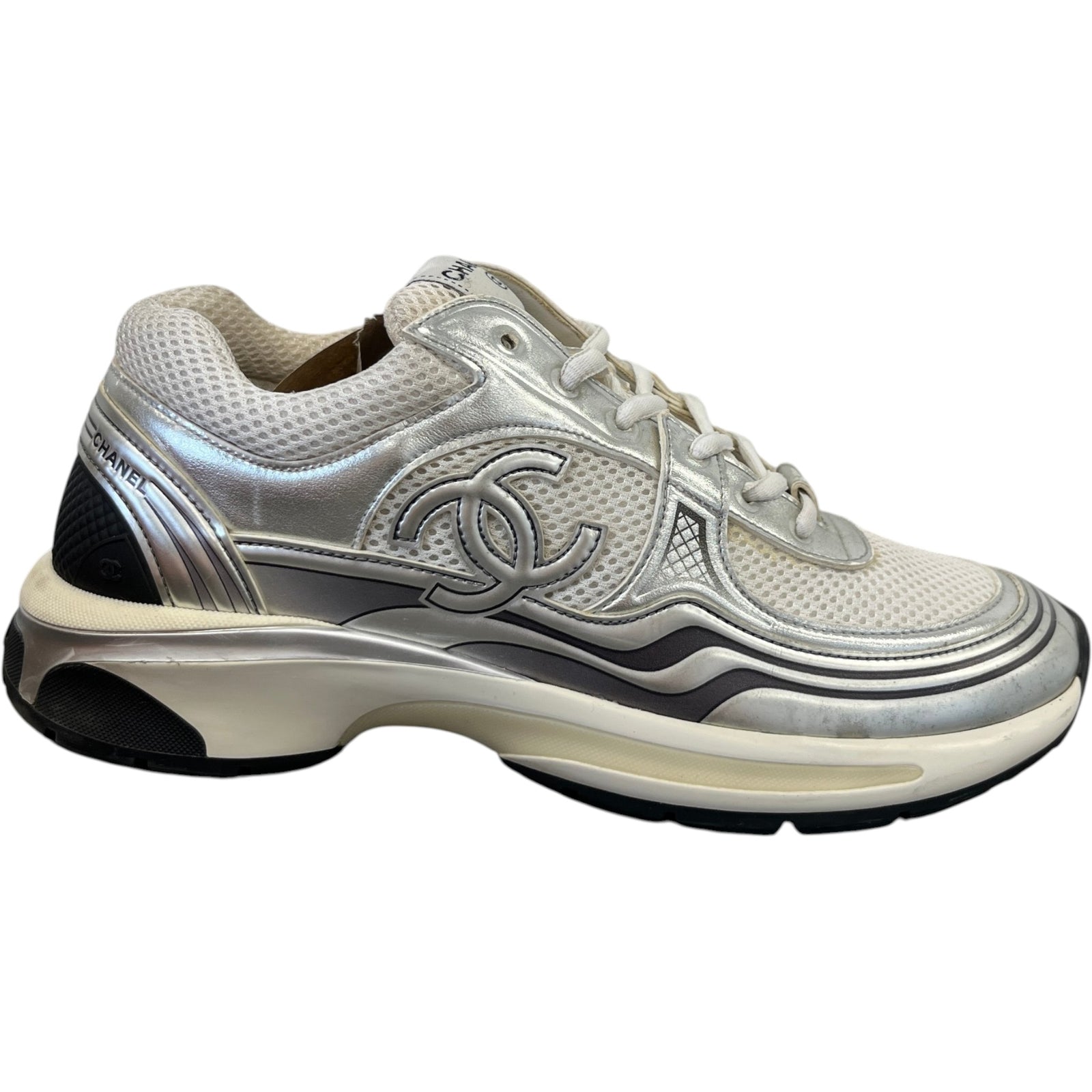 Women's Cc Metallic Runner Low Trainers Silver Size EU 41 / UK 8 - Photo 1