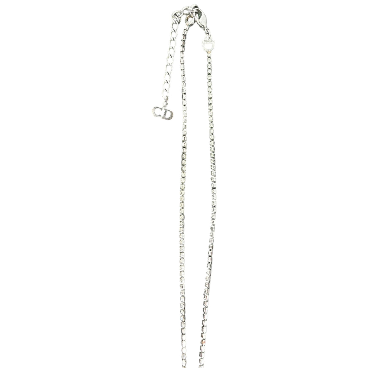 Women's Logo Crystal Dog Tag Necklace Silver - Photo 2