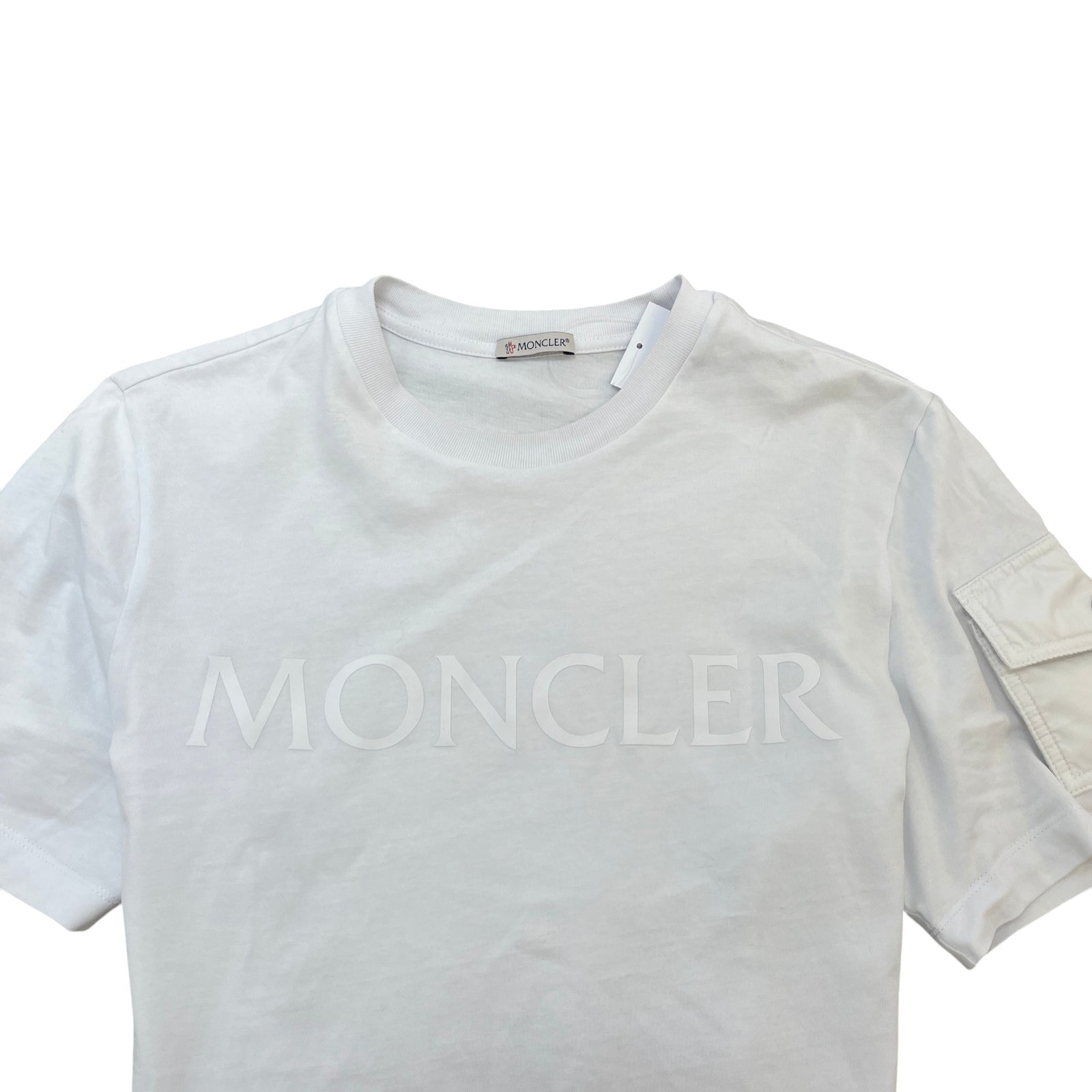 Moncler Men's Logo Print T-Shirt White Size L - Photo 5