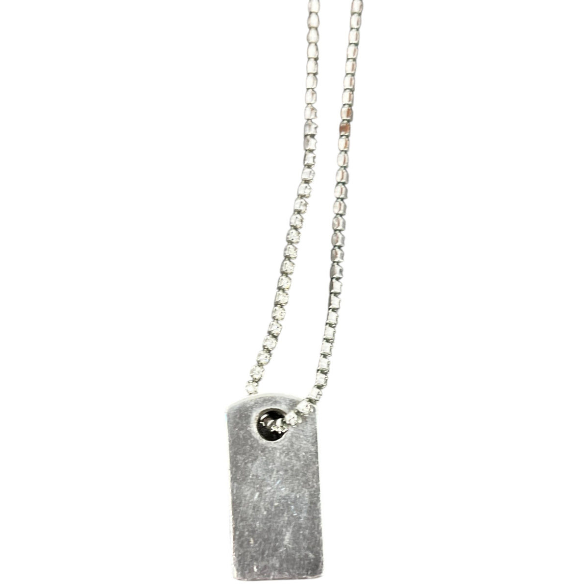 Women's Logo Crystal Dog Tag Necklace Silver - Photo 4