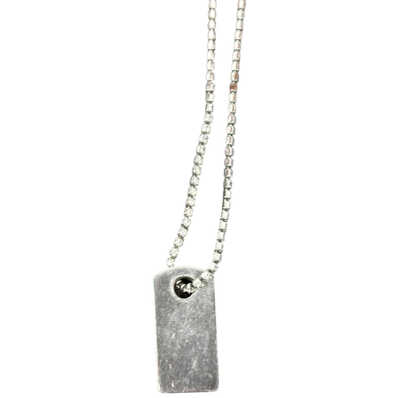 Women's Logo Crystal Dog Tag Necklace Silver