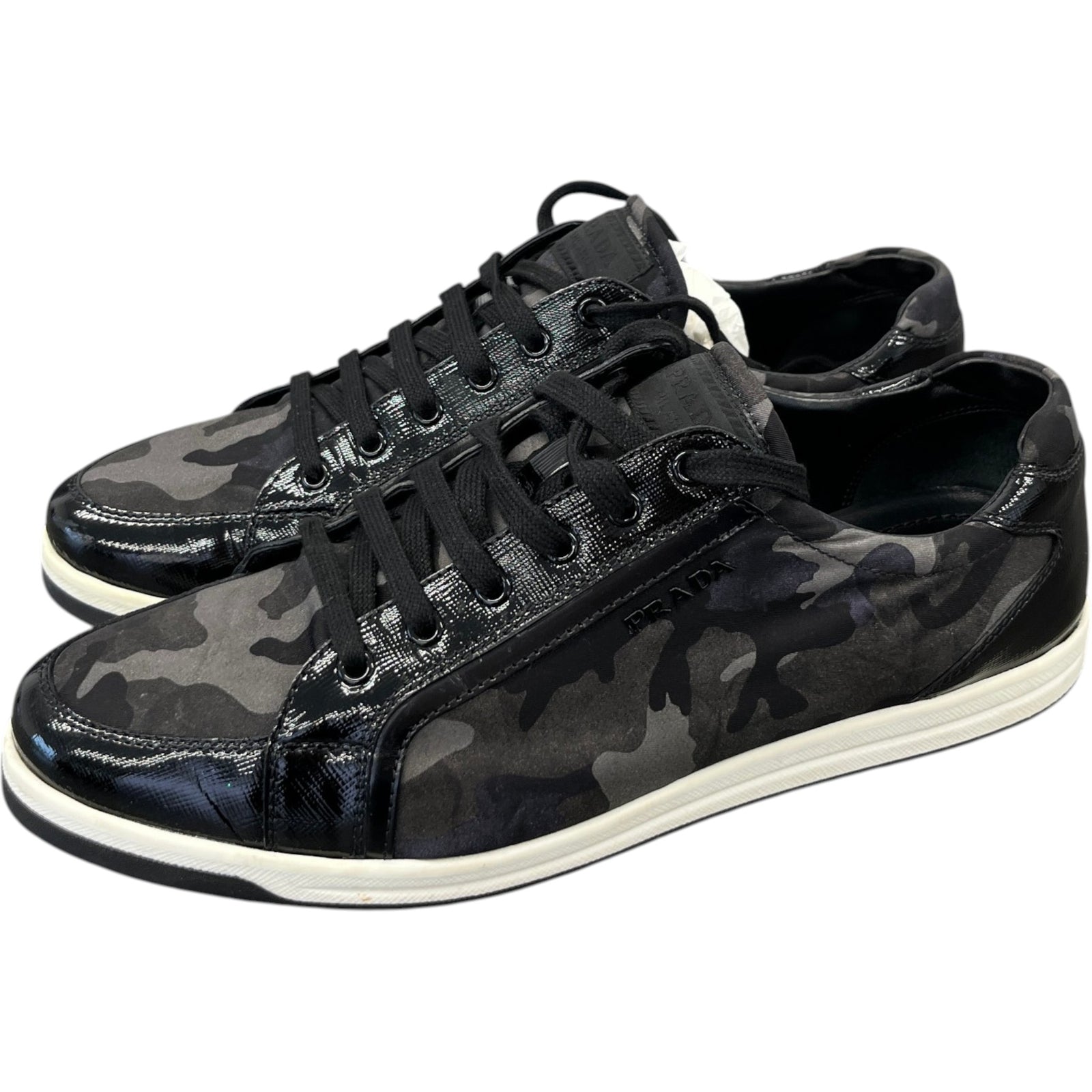 Prada Women's Camoflague Low Trainers Black Size 8 - Photo 9