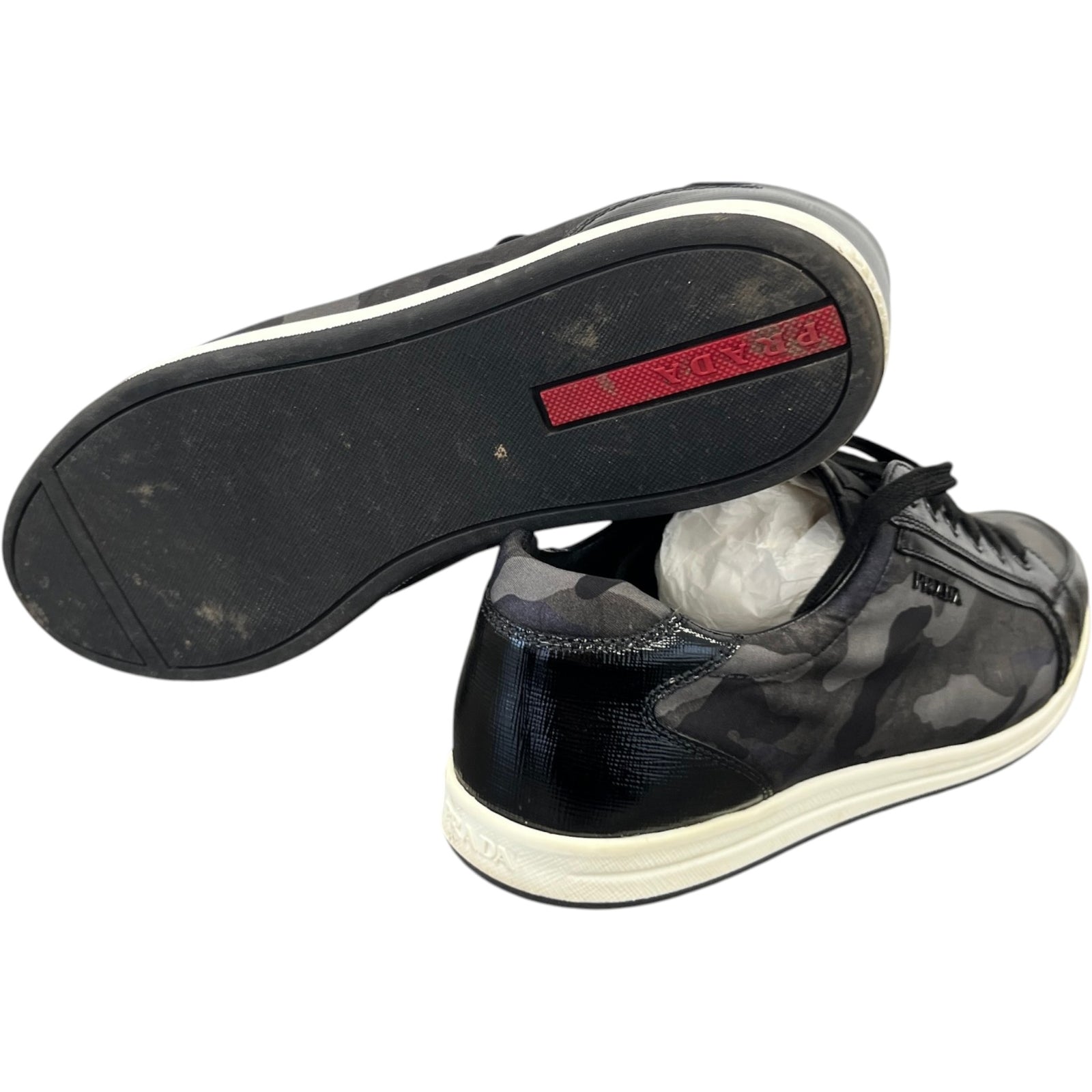 Prada Women's Camoflague Low Trainers Black Size 8 - Photo 10