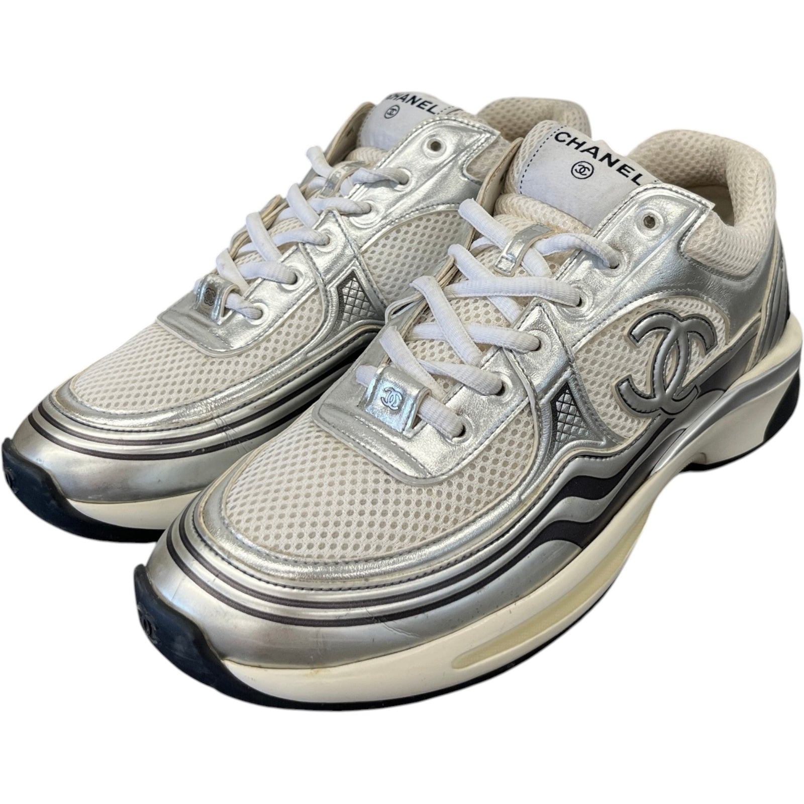 Women's Cc Metallic Runner Low Trainers Silver Size EU 41 / UK 8 - Photo 9