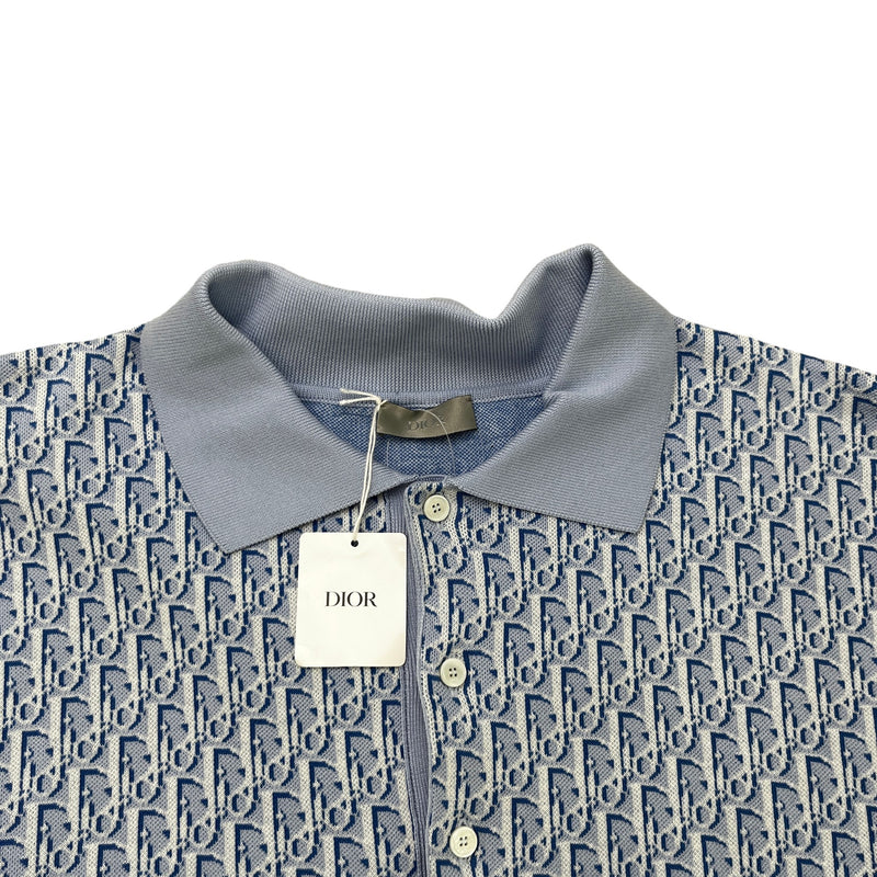Men's Oblique Polo Shirt Blue Size XXL