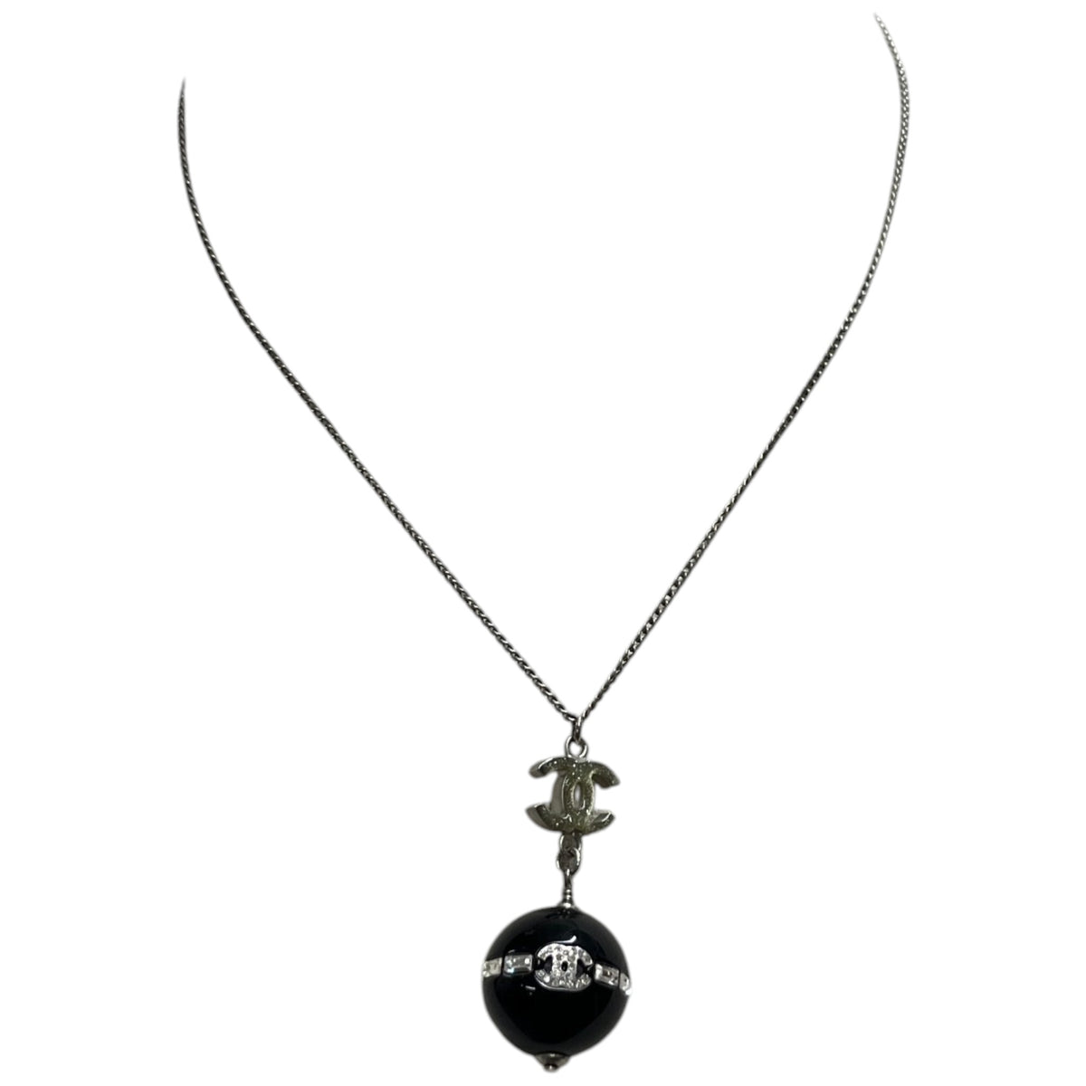 Women's CC Ball Pendent Necklace Black - Photo 4