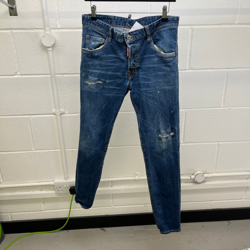 Dsquared2 Men's Bob Marley Embroidered Jeans Blue Size W34