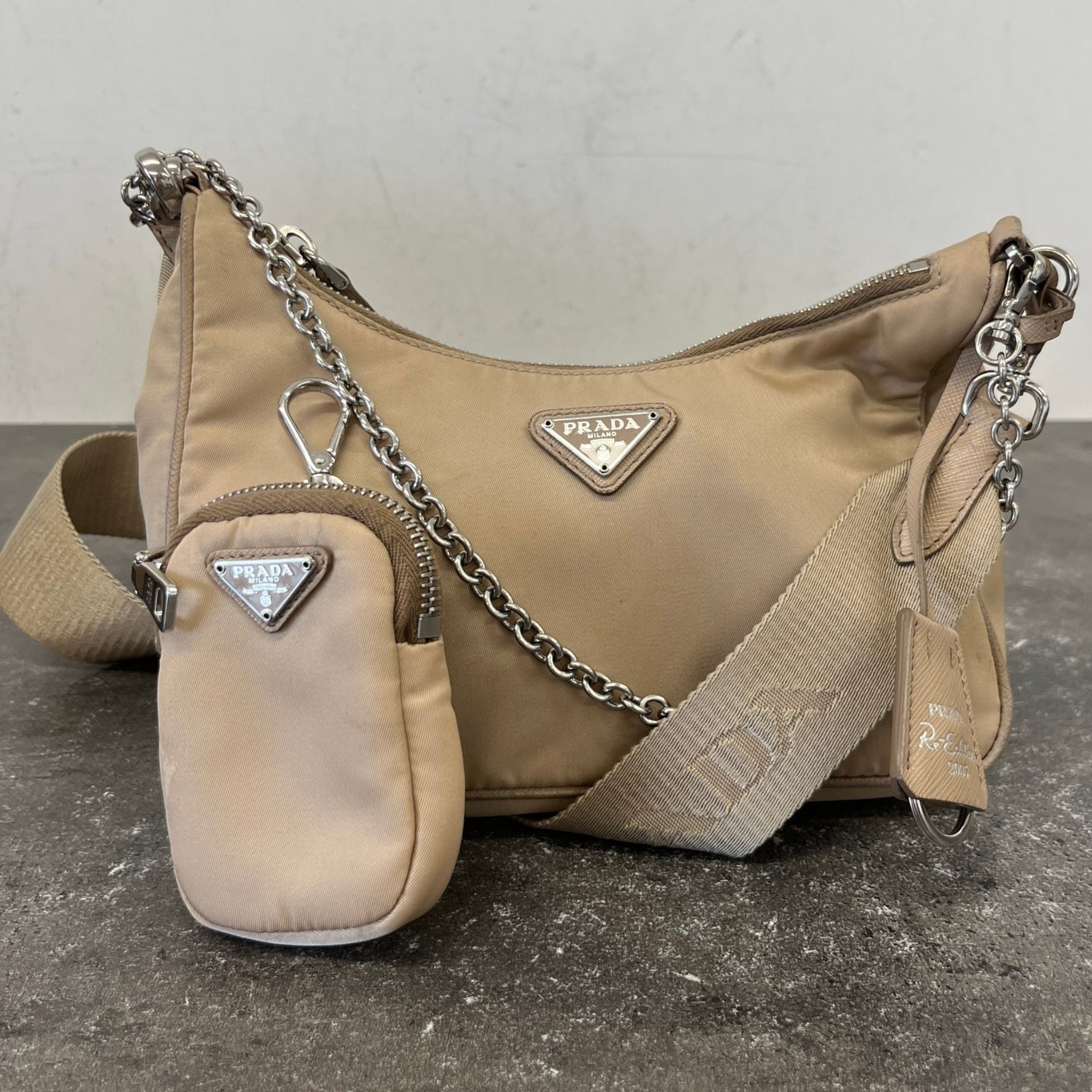 Women's Re-Edition 2005 Nylon Crossbody Bag Beige - Photo 13