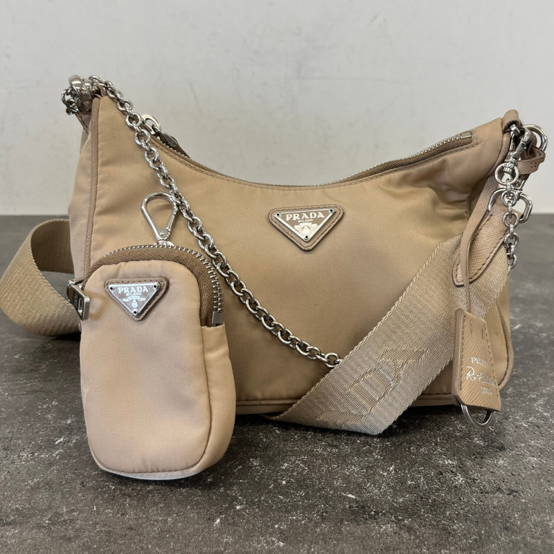 Women's Re-Edition 2005 Nylon Crossbody Bag Beige