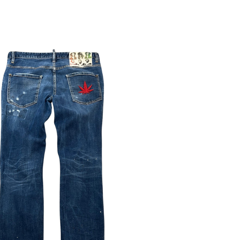 Dsquared2 Men's Bob Marley Embroidered Jeans Blue Size W34
