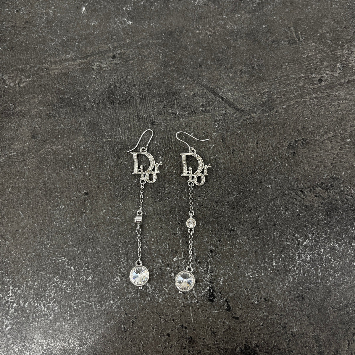 Women's Oblique Crystal Drop Earrings Silver - Photo 7